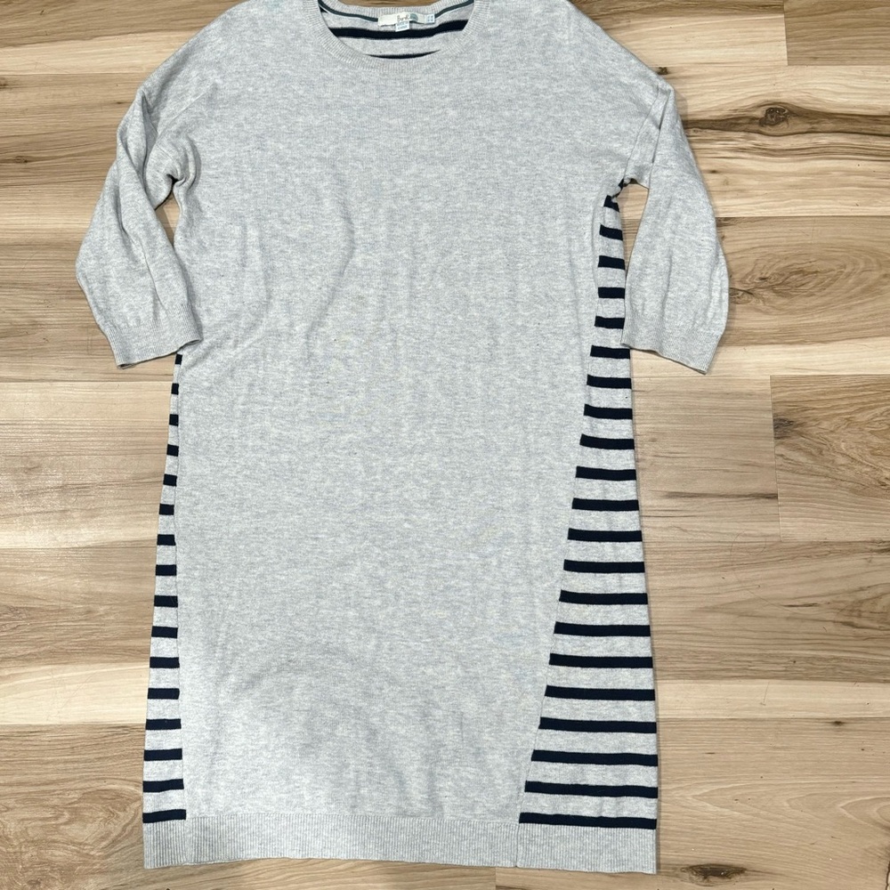Boden Grey Navy Blue Striped Sweater Dress Women’s 8